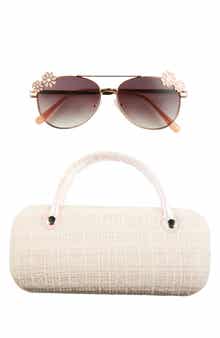 Capelli New York Kids' Floral Gradient Aviator Sunglasses & Tweed Case Set