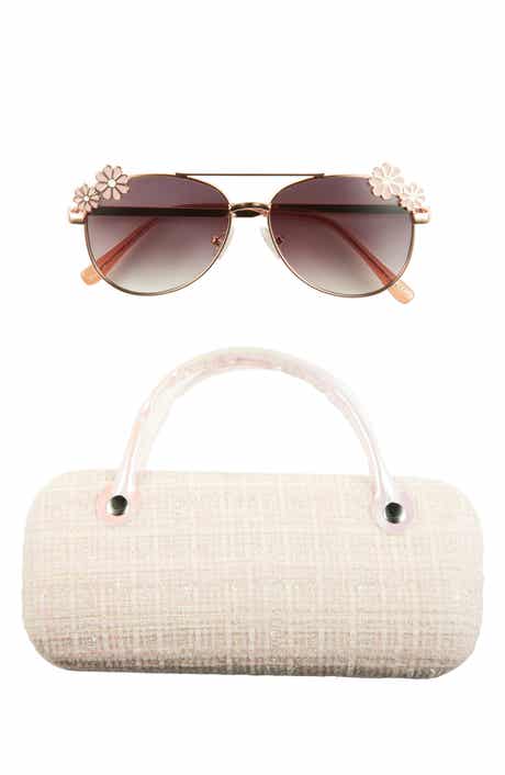 Capelli New York Kids' Floral Gradient Aviator Sunglasses & Tweed Case Set