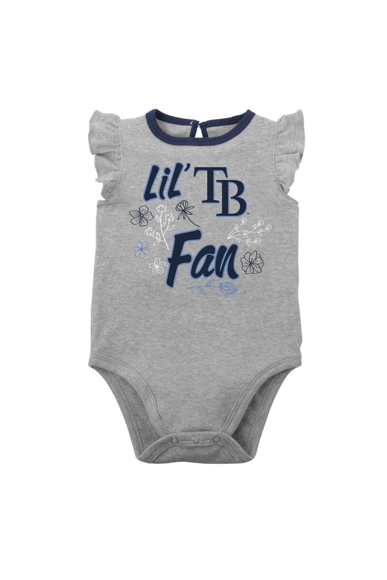 Girls Newborn & Infant Navy/Heather Gray Tampa Bay Rays Little Fan Two-Pack Bodysuit Set, Alternate, color, Navy