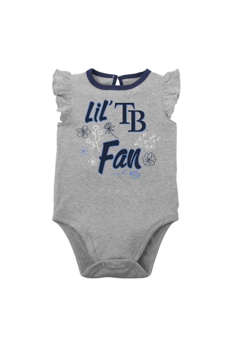 Outerstuff Girls Newborn & Infant Navy/Heather Gray Tampa Bay Rays Little Fan Two-Pack Bodysuit Set, Alternate, color, Navy