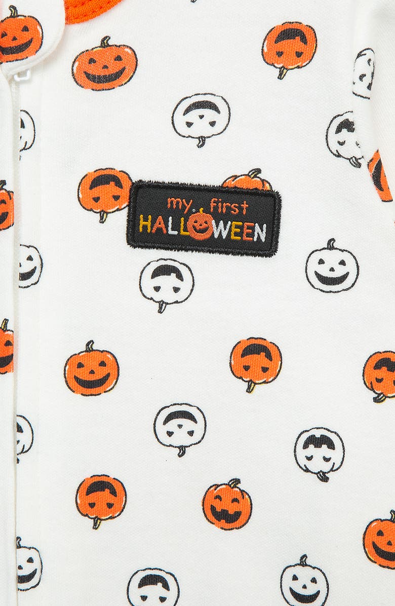 Little Me Pumpkin Footie & Hat Set, Alternate, color, Orange