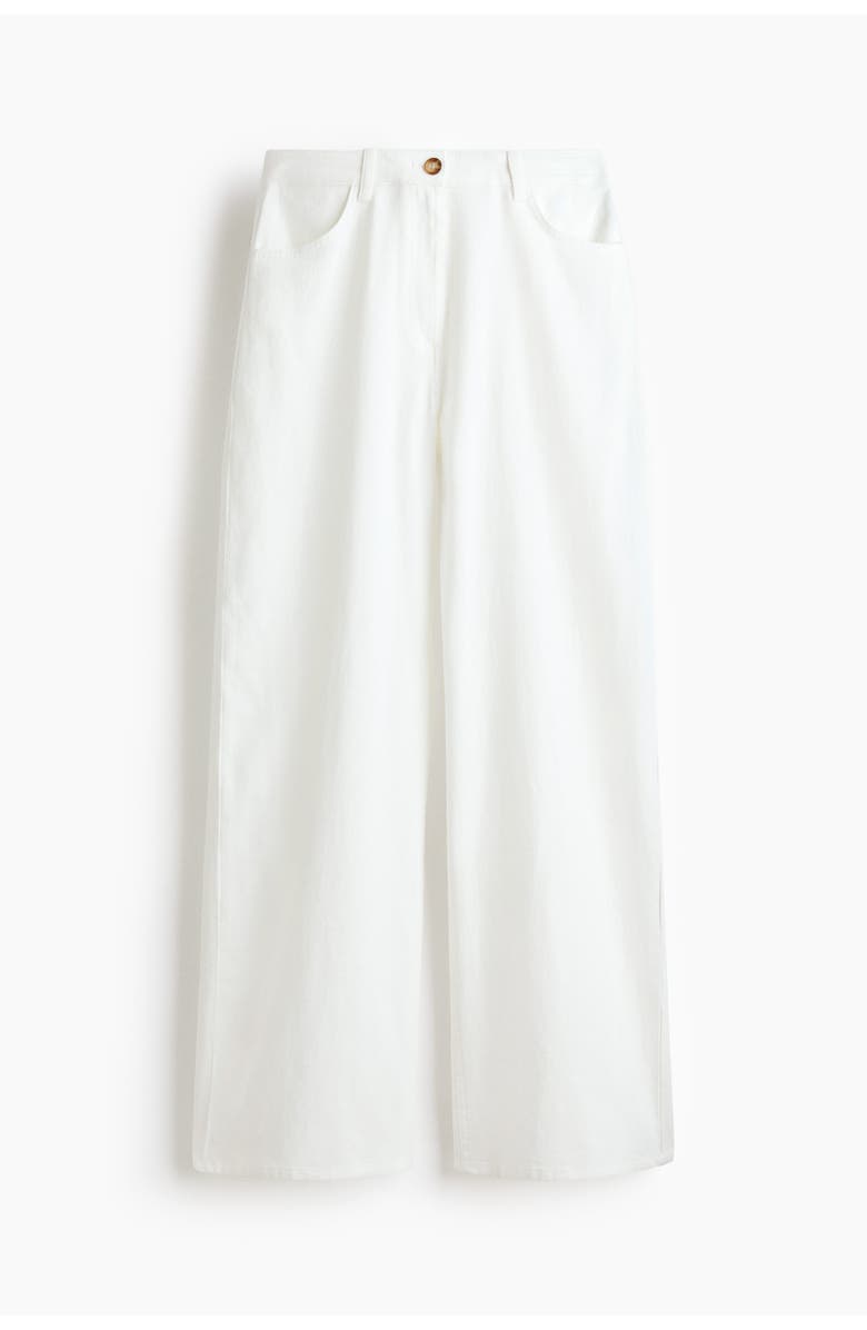 H&M Linen-blend Trousers, Main, color, White