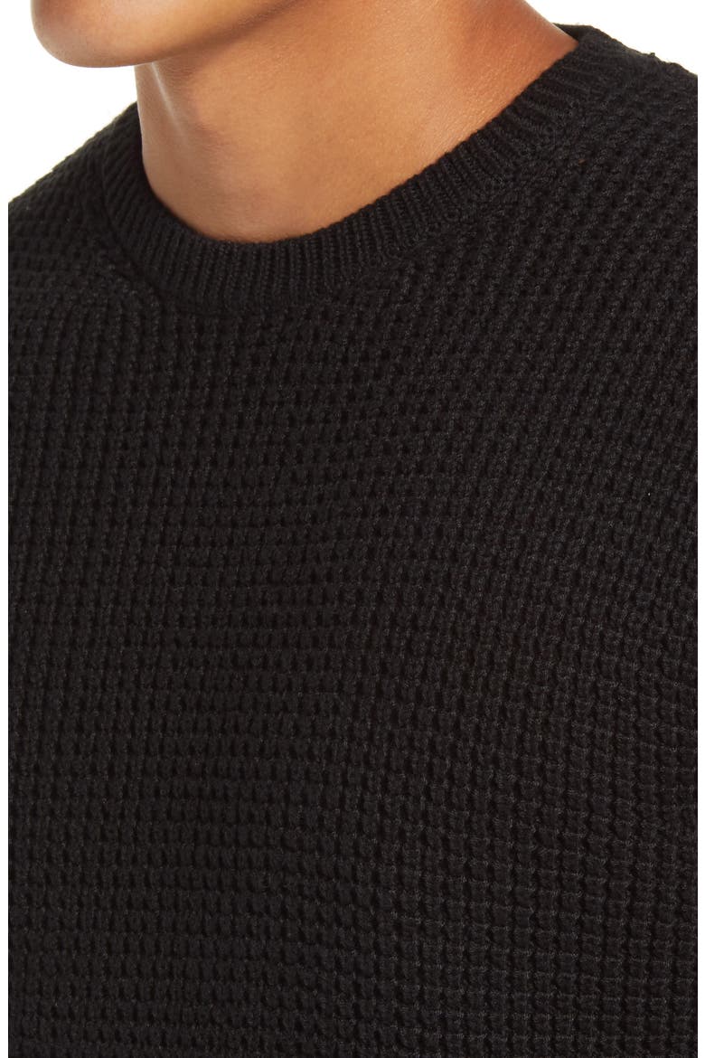 Liverpool Shaker Stitch Crewneck Sweater, Alternate, color, BLACK