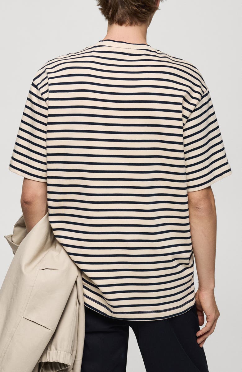 MANGO Relaxed Fit Stripe Cotton T-Shirt, Alternate, color, Ecru