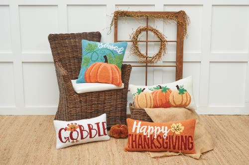 C & F Home C&f Home "happy Thanksgiving" Leaf Hooked Long Accent Pillow 12" X 24" In Orange
