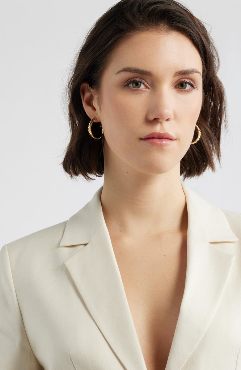 Nordstrom Demi-Fine Ridged Hoop Earrings, Alternate, color, 14K Gold Plated