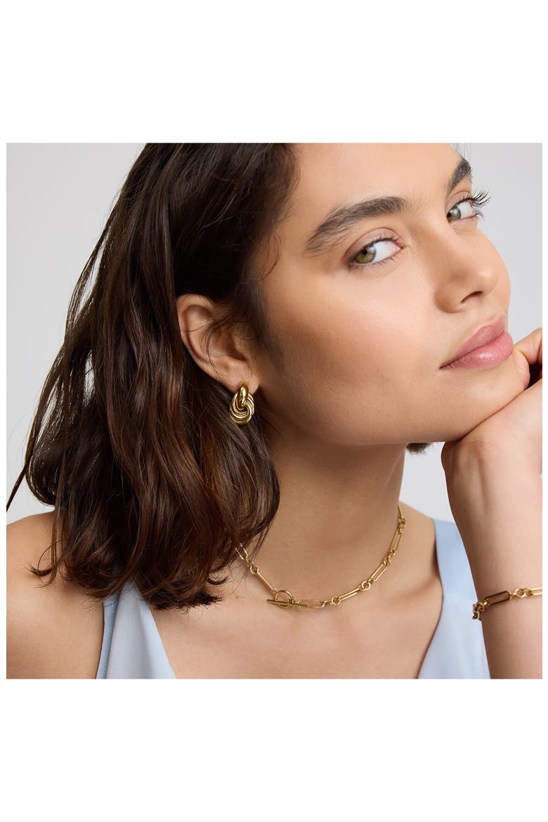 Classic Knot Earrings, Alternate, color, GOLD