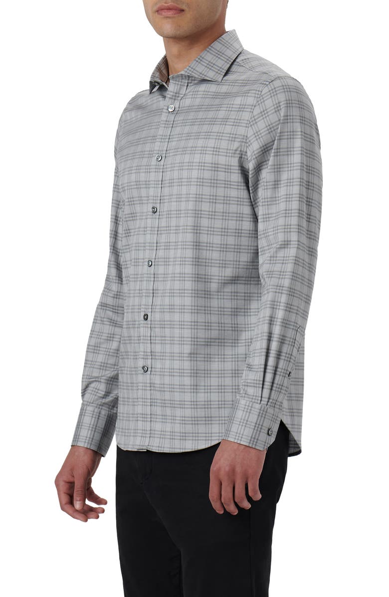 Bugatchi Axel Shaped Fit Plaid Stretch Cotton Button-Up Shirt, Alternate, color, 