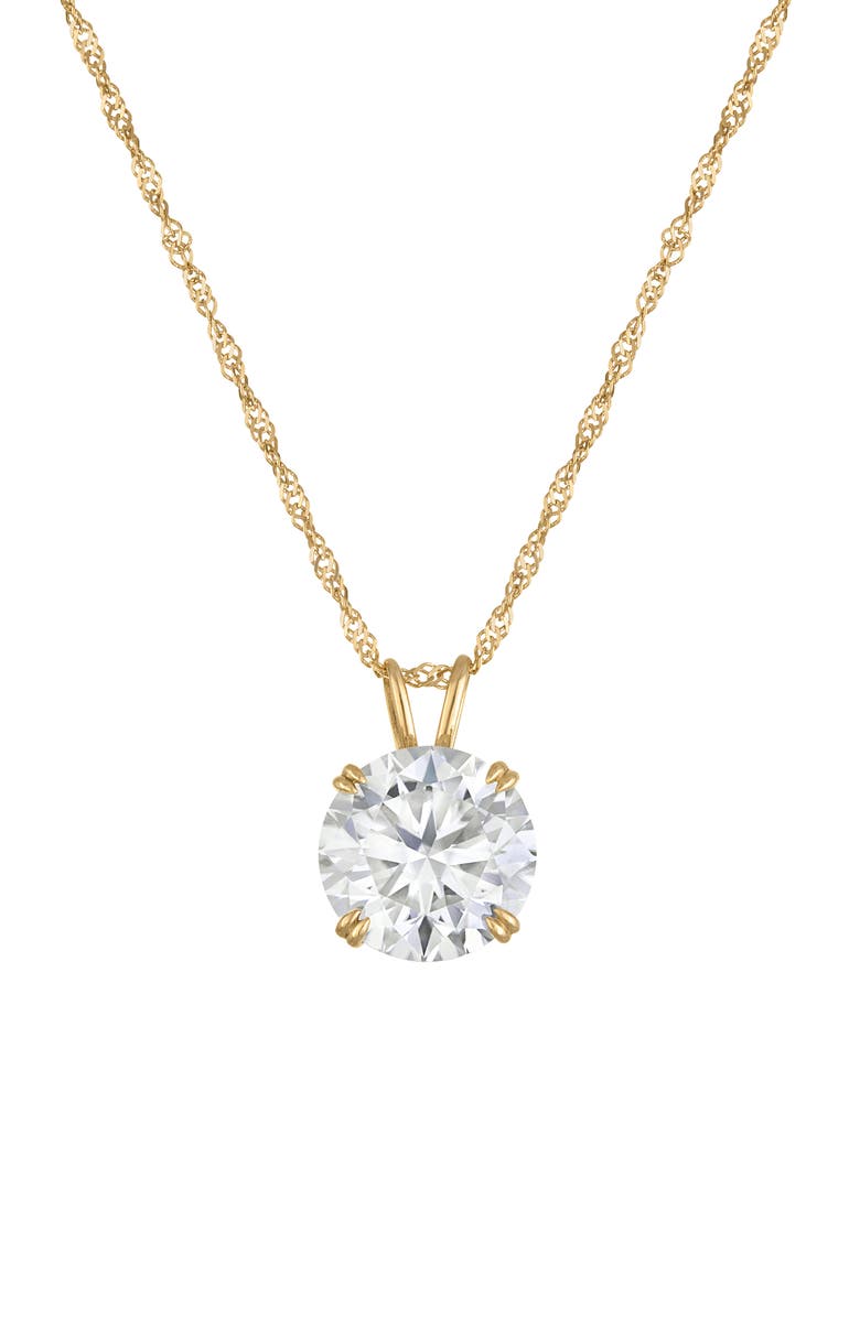 FZN 14k Gold Moissanite Pendant Necklace, Main, color, Yellow Gold