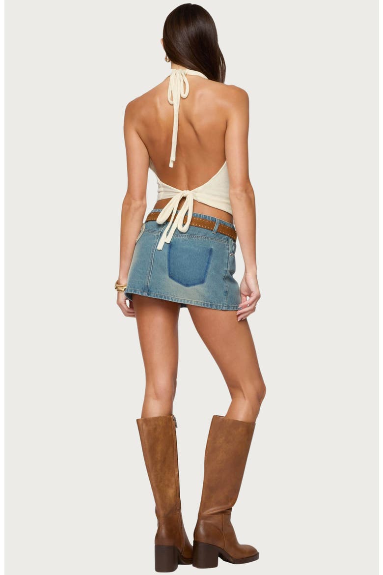 Bowiee Denim Miniskirt, Alternate, color, BLUE-WASHED