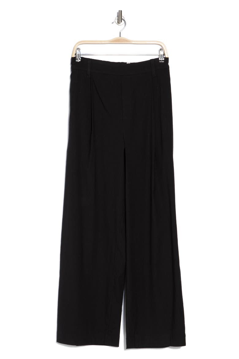 Pleat Front Pull-On Pants, Alternate, color, BLACK