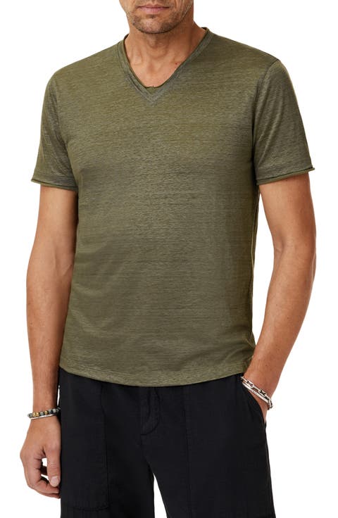 Wooster Slim Fit V-Neck Burnout Linen T-Shirt