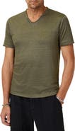 John Varvatos Wooster Slim Fit V-Neck Burnout Linen T-Shirt