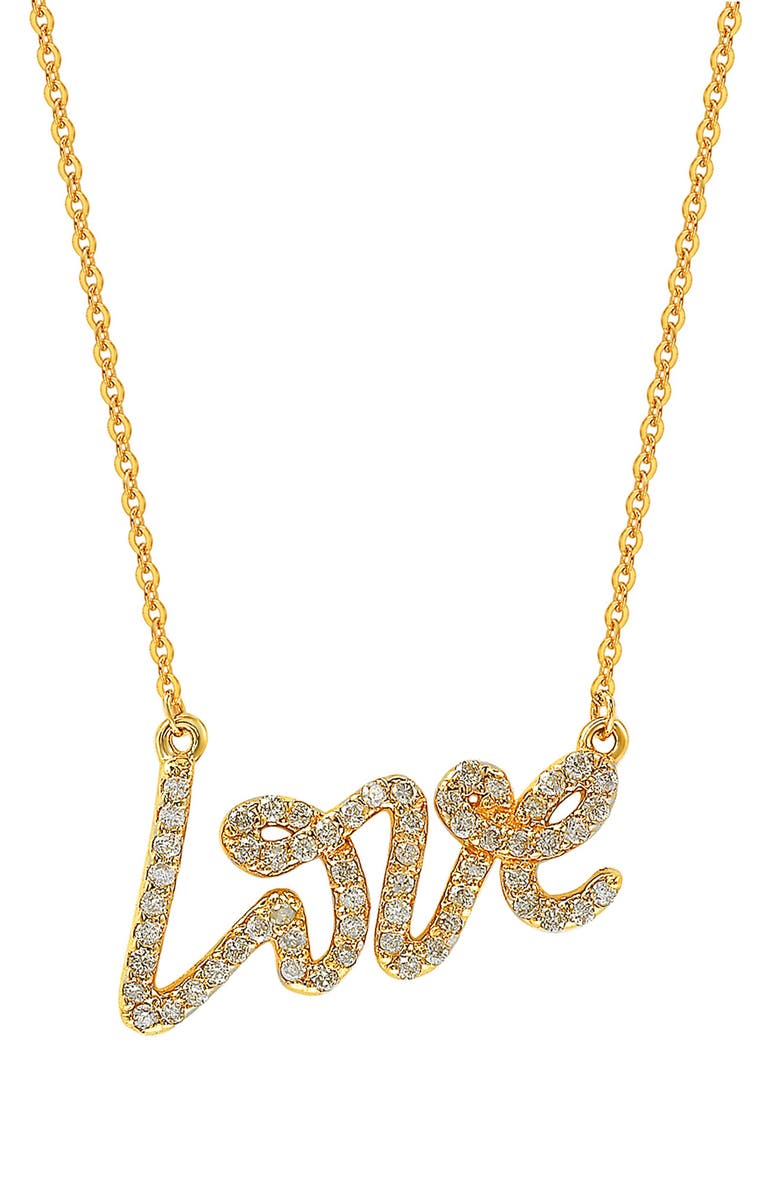 SUZY LEVIAN 14K Yellow Gold Diamond Love Pendant Necklace - 0.30 ctw, Main, color,