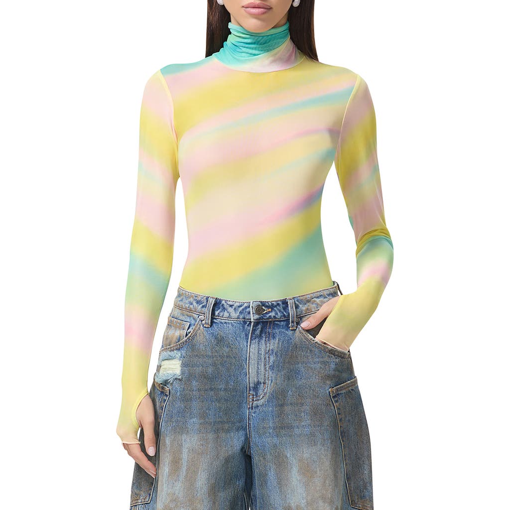 AFRM AFRM ZADIE PRINT TURTLENECK MESH TOP