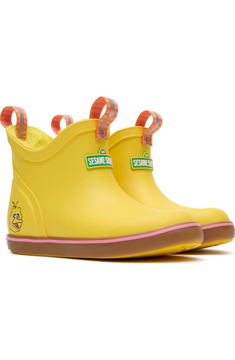 XTRATUF Kids' Sesame Street<sup>®</sup> Ankle Deck Waterproof Boot, Alternate, color, Big Bird Yellow