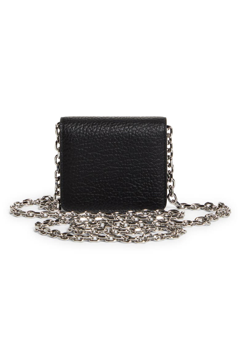 Small Leather Chain Wallet, Alternate, color, BLACK