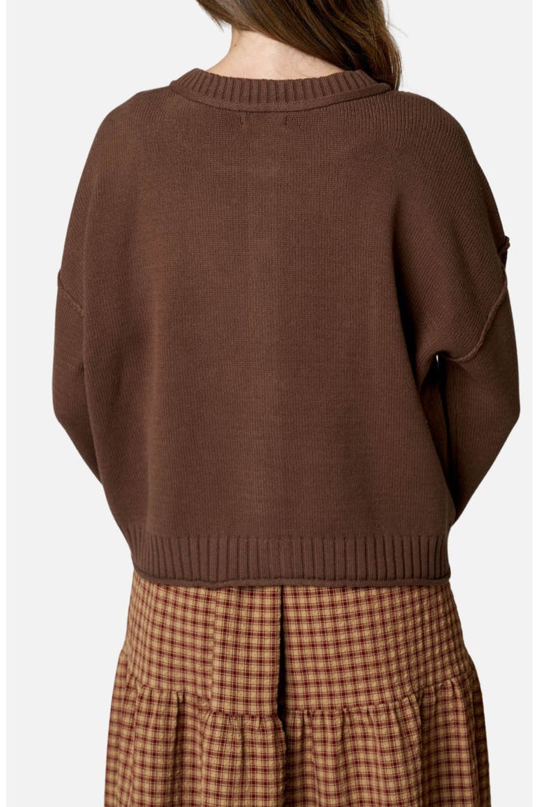 Exposed Seam Relaxed Fit Cardigan, Alternate, color, BROWN