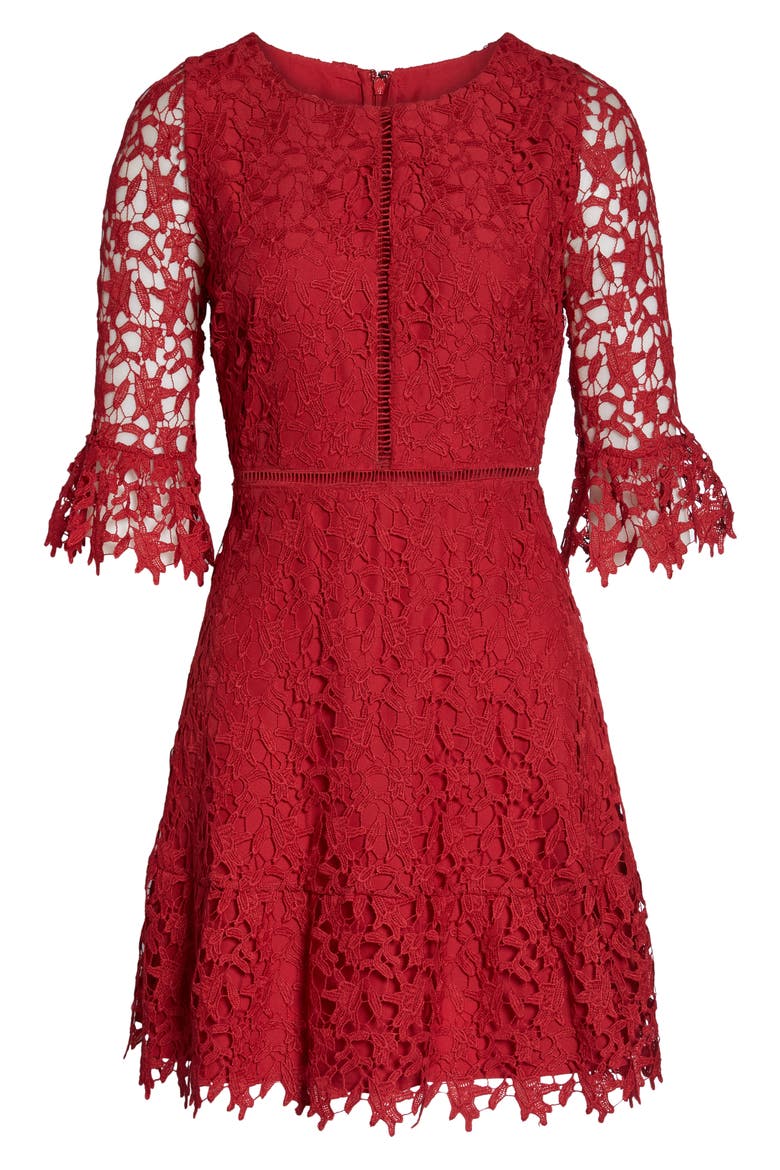 BB Dakota In the Moment Lace Dress, Alternate, color, SCARLET RED