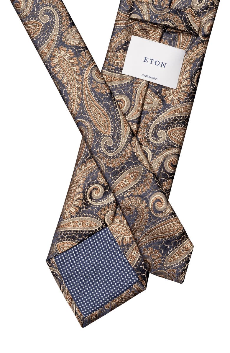 Eton Paisley Silk Tie, Alternate, color, Medium Brown