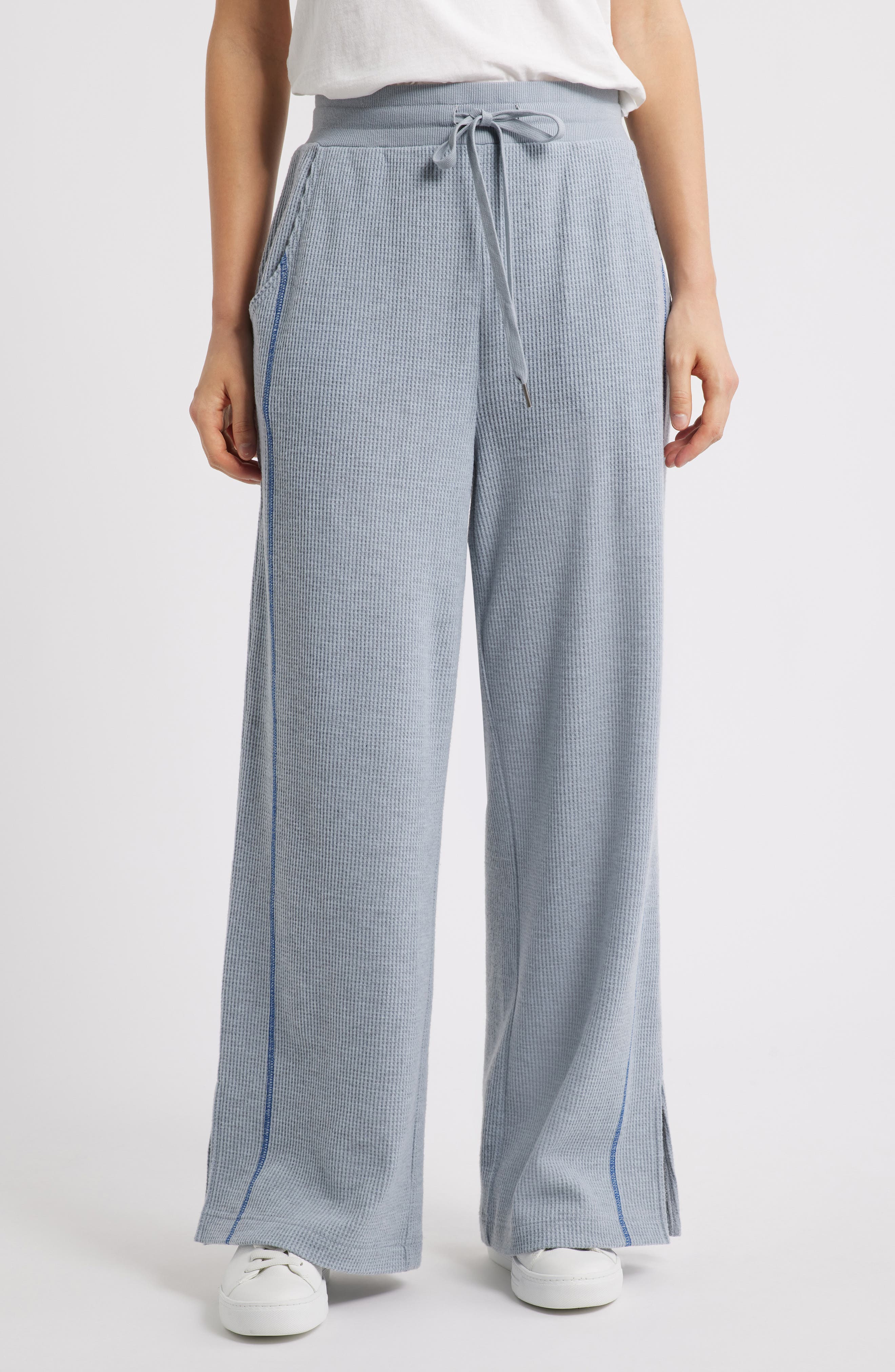 CITY BLUES Contrast Stitch Waffle Knit Lounge Pants
