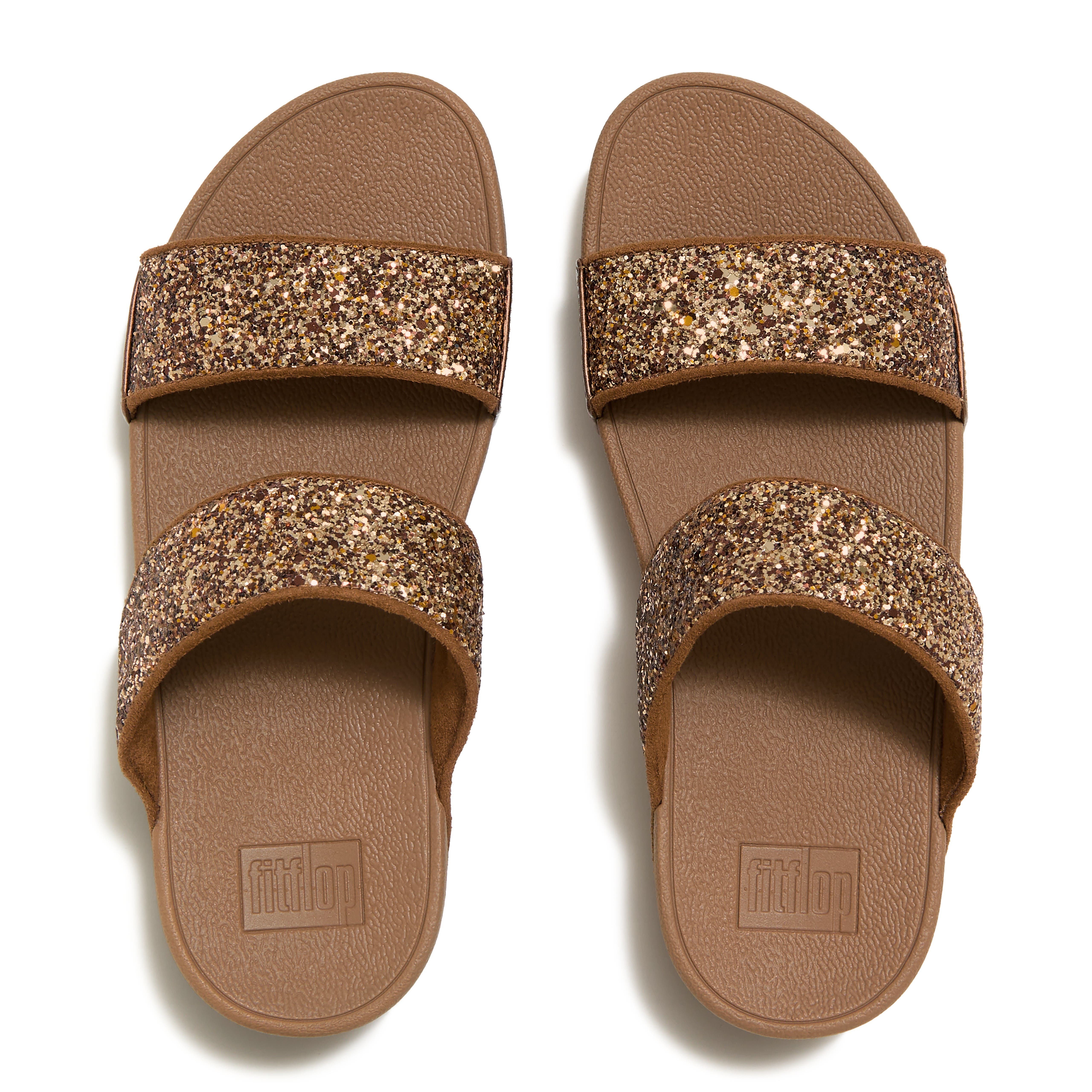 Lulu Multi-Tonal Glitter Slides, Alternate, color, Terracotta Tan