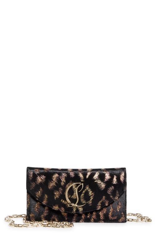 Christian Louboutin Loubi54 Fil Coupé Velvet Clutch In Brown