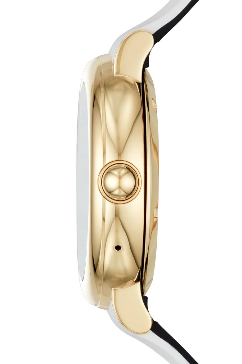 Marc Jacobs Riley Silcone Strap Smart Watch, 44mm, Alternate, color, WHITE/ GOLD
