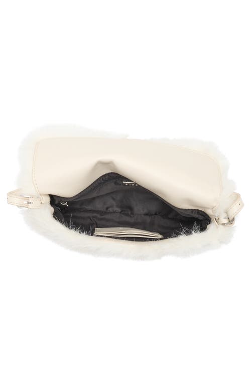 Bcbg Faux Fur Buckle Shoulder Bag In Gray