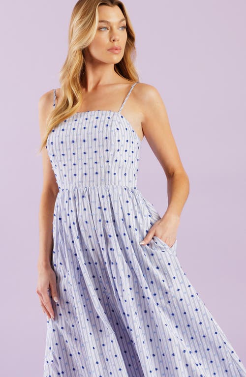 Flying Tomato Textured Dot Midi Dress In Blue