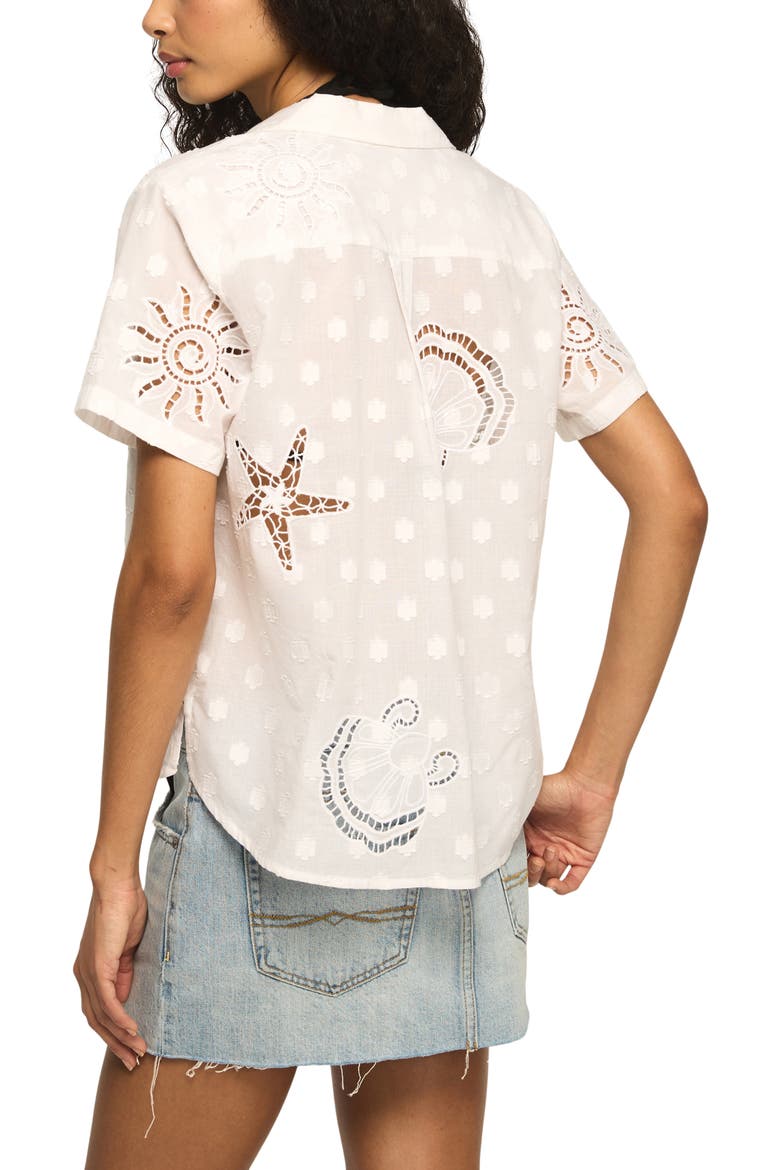 Cutout Woven Tie Front Shirt, Alternate, color, BRIGHT WHITE