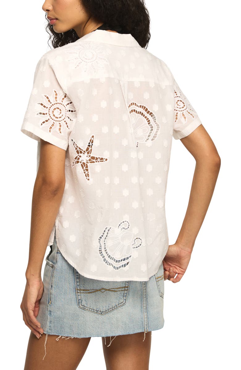 Lucky Brand Cutout Woven Tie Front Shirt, Alternate, color, Bright White