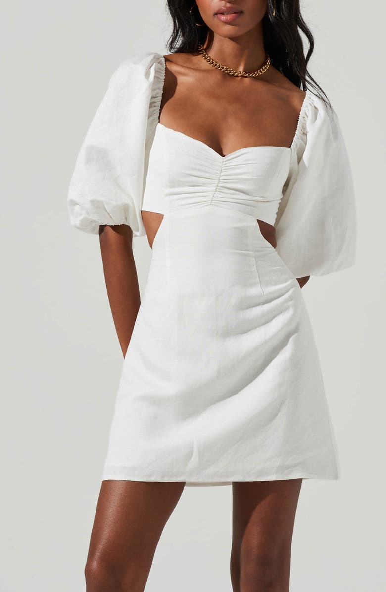 ASTR the Label Heather Cutout Linen Blend Dress, Alternate, color, 