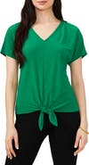 Chaus V-Neck Tie Front Top