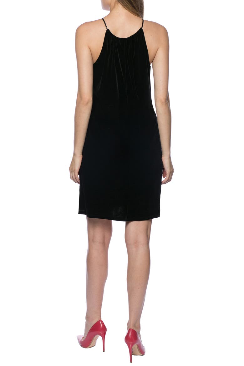Halter Tie Velvet Dress, Alternate, color, BLACK
