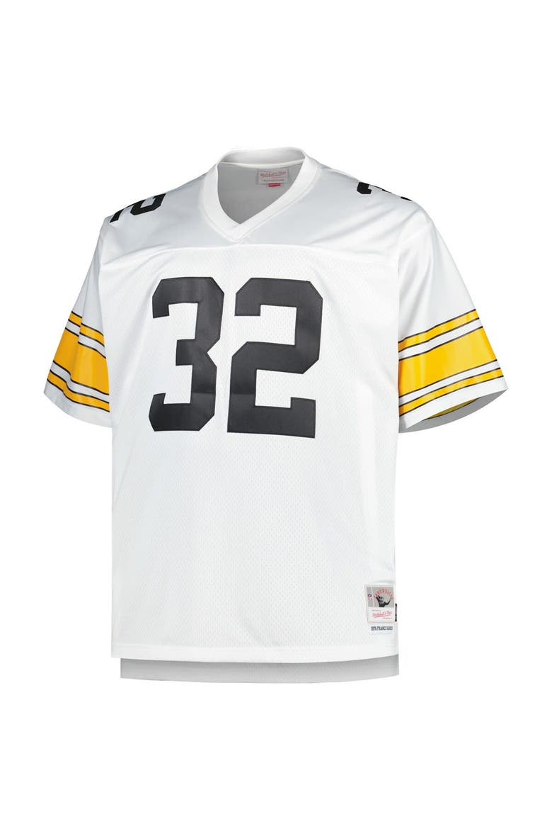 Men's Mitchell & Ness Franco Harris White Pittsburgh Steelers Big & Tall 1976 Retired Player Replica Jersey, Alternate, color, White