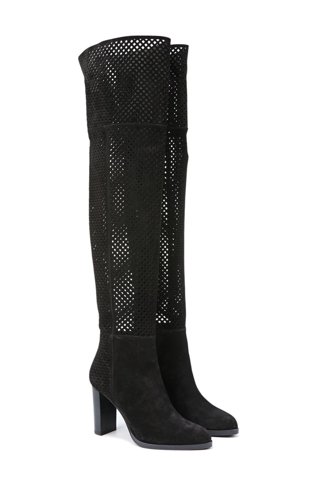 Diane von Furstenberg 'Jolet' Perforated Over the Knee Boot, Alternate, color, 