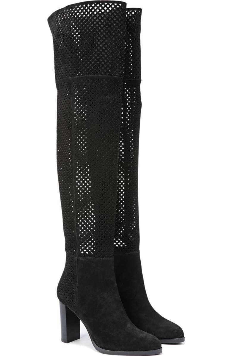 Diane von Furstenberg 'Jolet' Perforated Over the Knee Boot, Alternate, color,