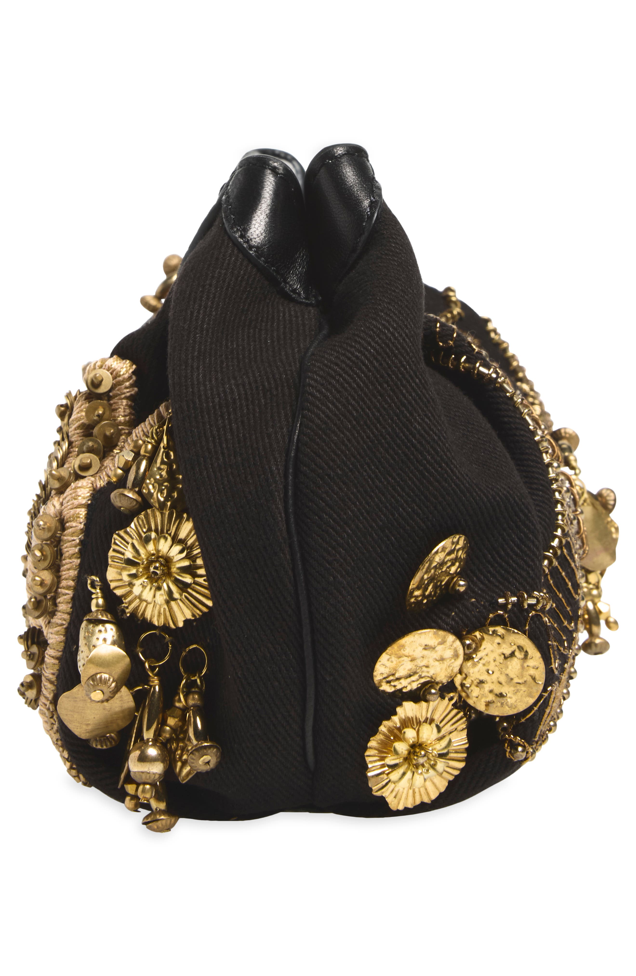Blossom Embroidered Cotton Crossbody Bag, Alternate, color, BLACK 900