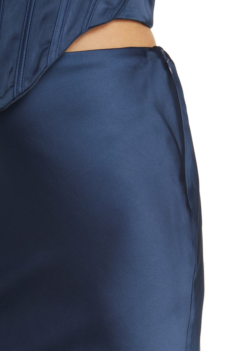 HOUSE OF CB Charlene Satin Maxi Skirt, Alternate, color, Navy