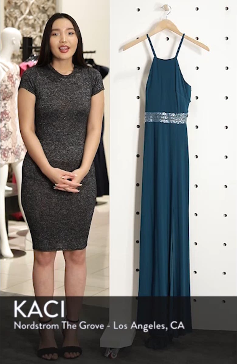 Beaded Mesh Halter Gown, sales video thumbnail