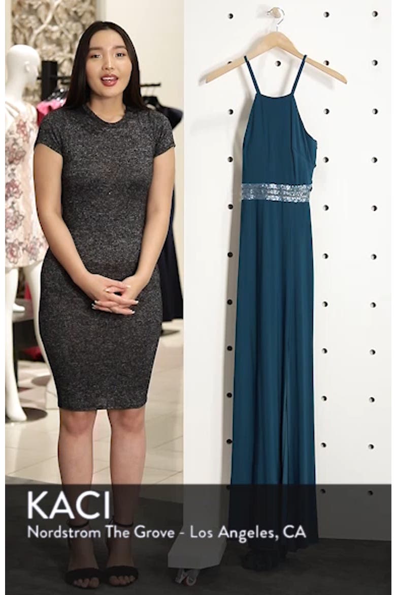 Beaded Mesh Halter Gown video