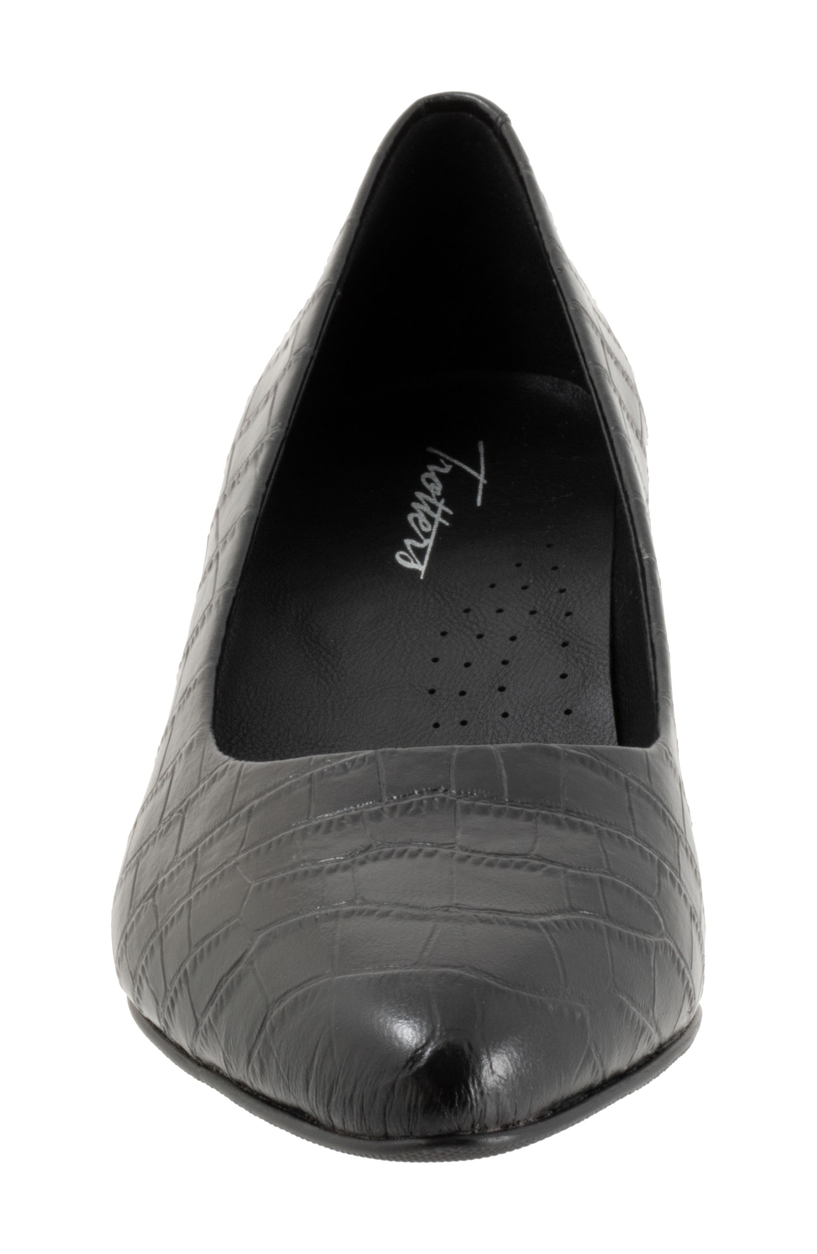 Trotters Kate Pointed Toe Kitten Heel Pump, Alternate, color, Black Croc