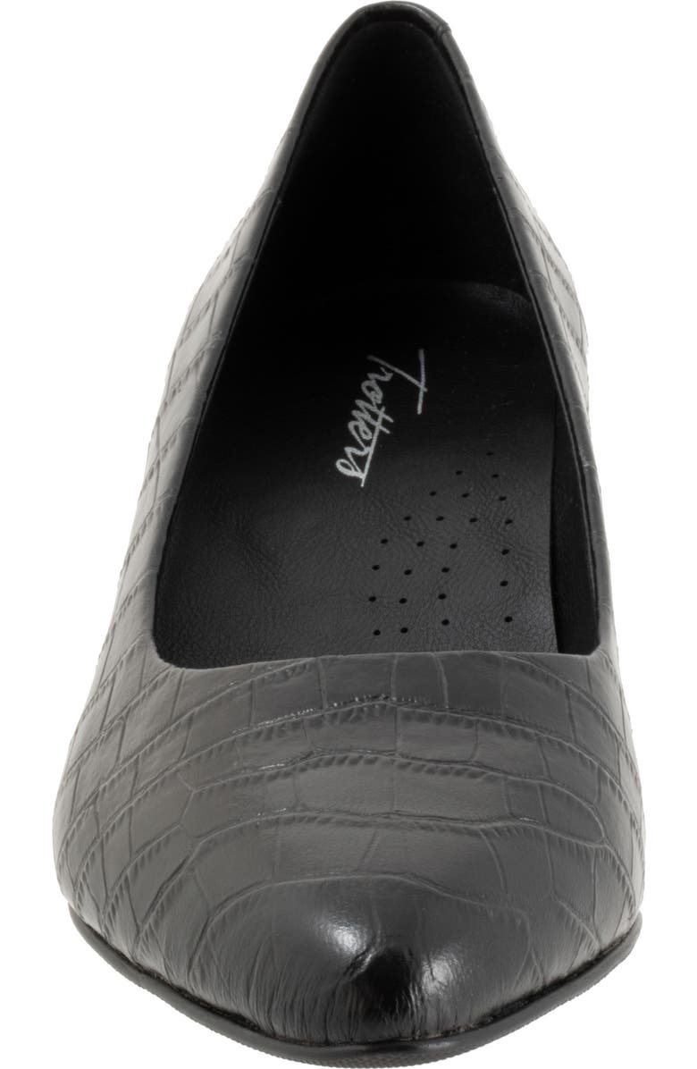 Trotters Kate Pointed Toe Kitten Heel Pump, Alternate, color, Black Croc