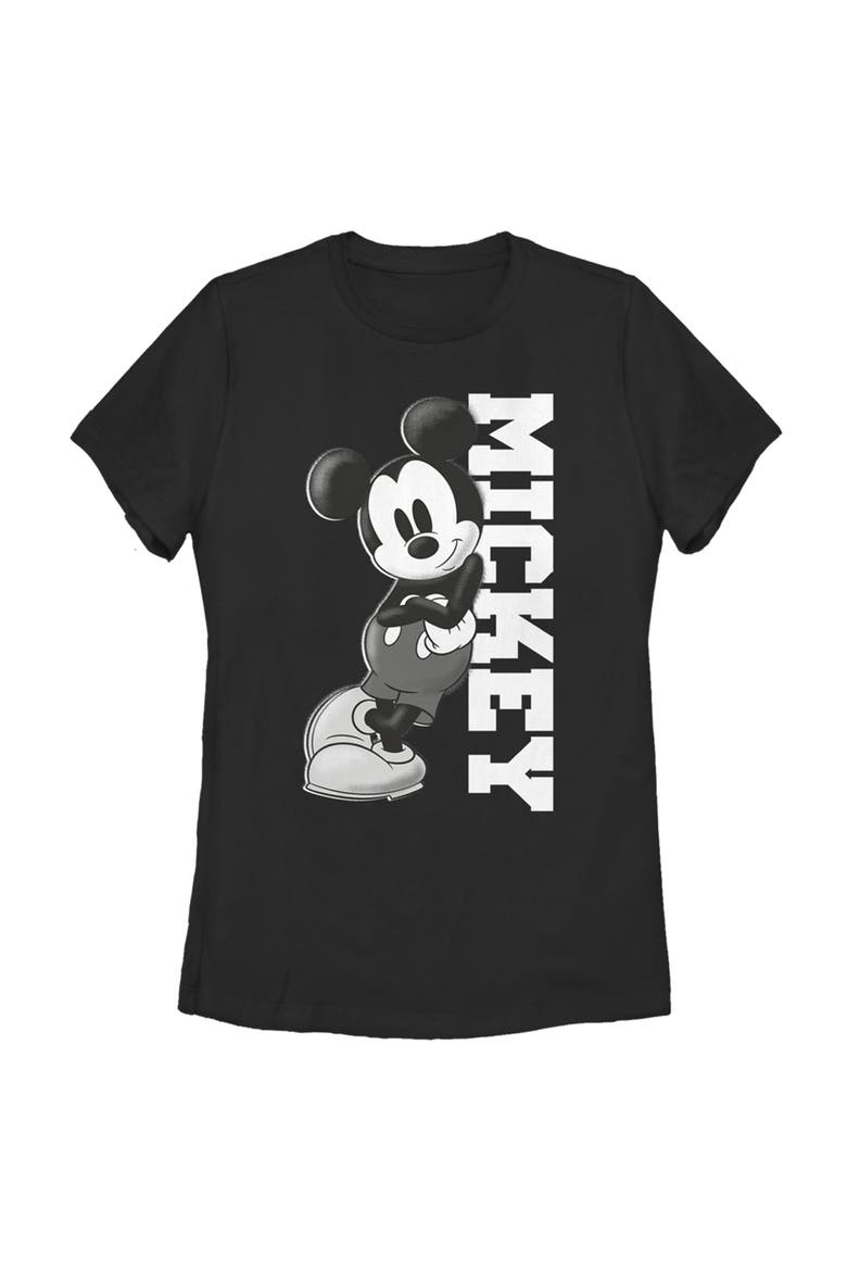 Women's Black and White Mickey Mouse Short Sleeve Graphic T-Shirt, Main, color, Black