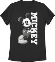 Mickey & Friends Women's Black and White Mickey Mouse Short Sleeve Graphic T-Shirt