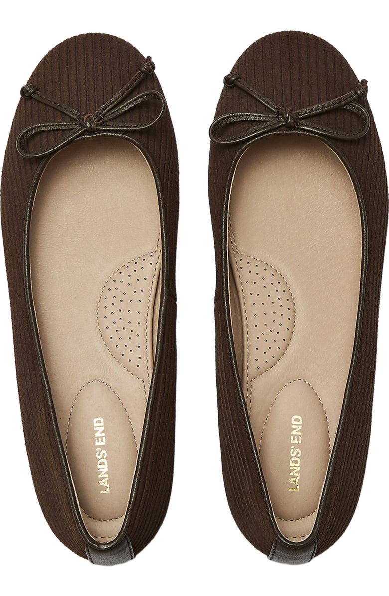 Lands' End Essential Corduroy Ballet Flats, Alternate, color, Deep Chocolate