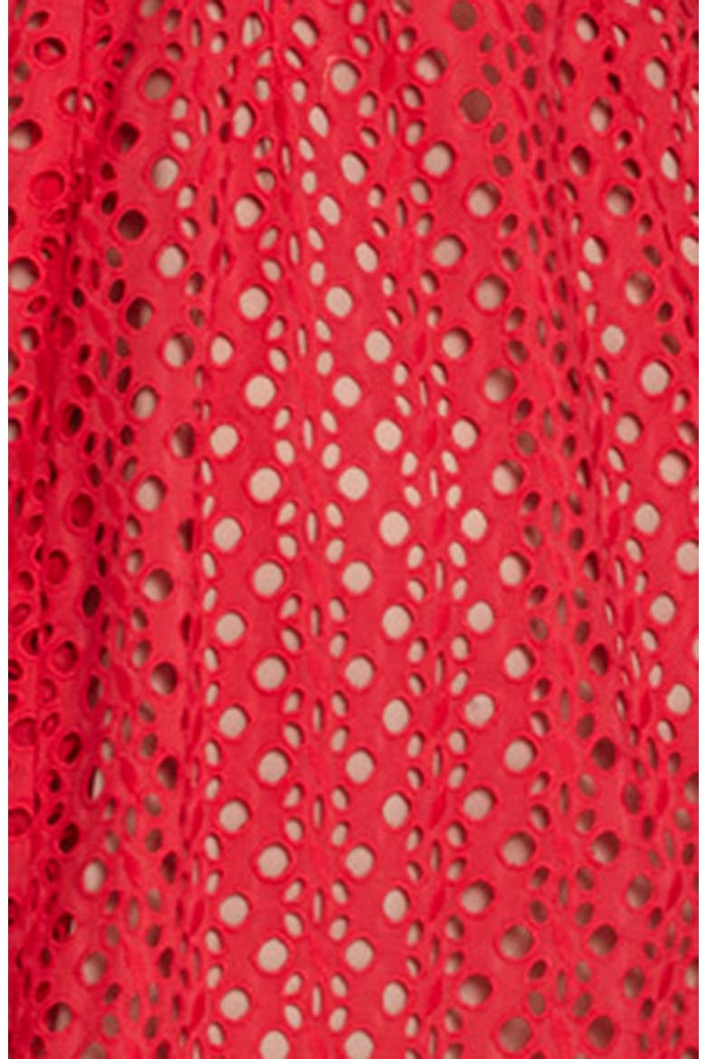 'Gulianna' Eyelet Zip Front Fit & Flare Dress, Alternate, color, LIPSTICK RED