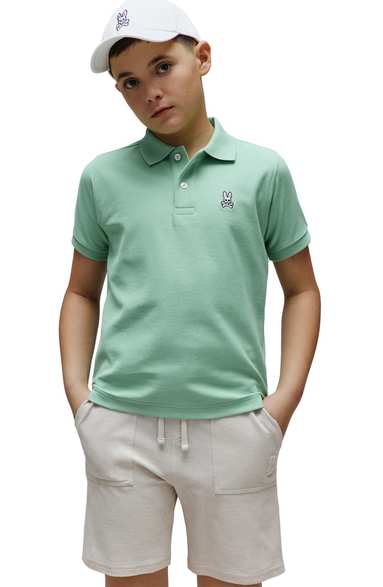 Psycho Bunny Kids' Classic Piqué Polo, Alternate, color, Light Grass Green