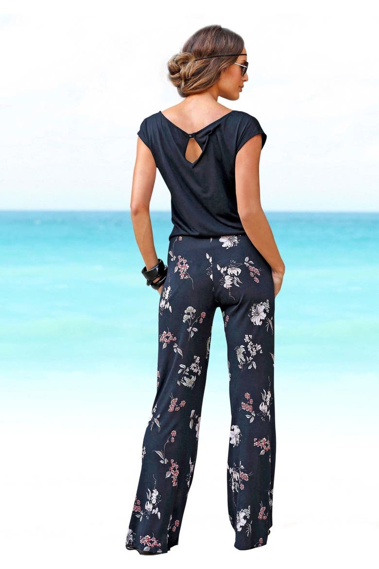 Layered Look Jumpsuit, Alternate, color, Black Printed